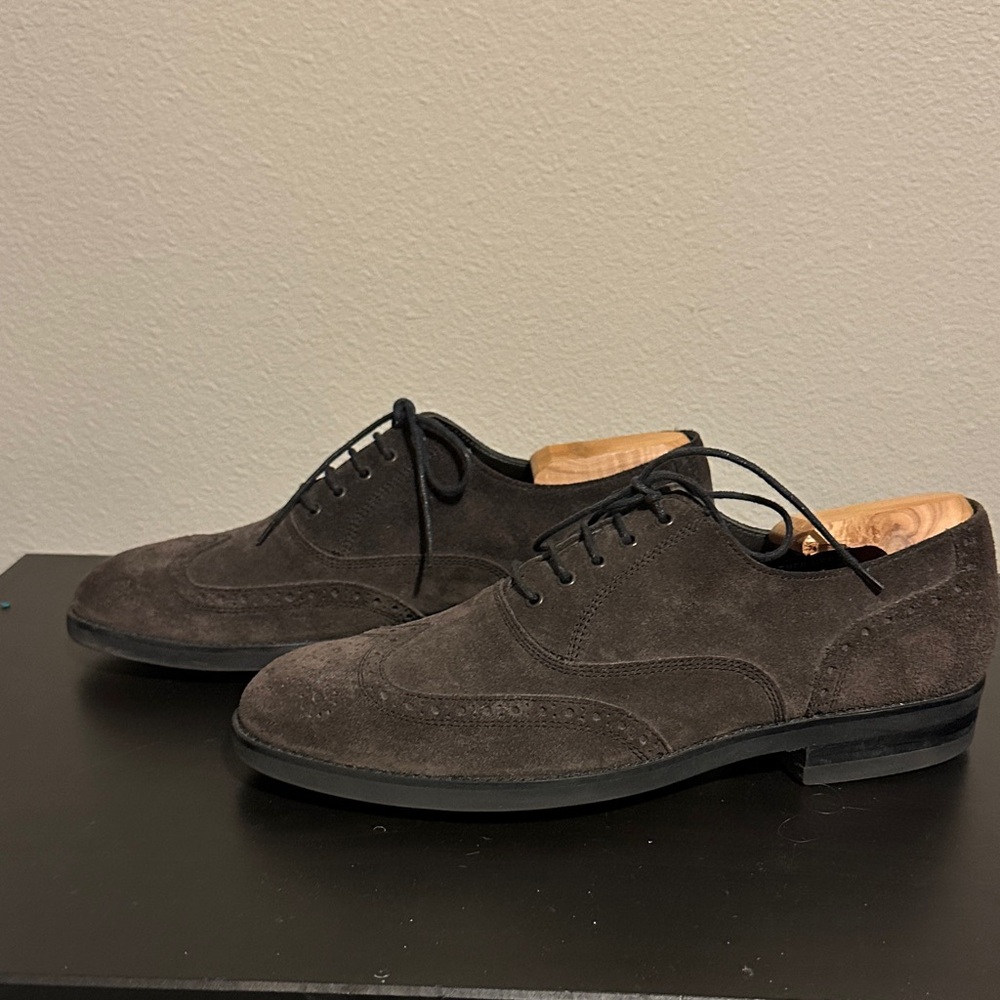 Italian Men's Brown Suede Oxford Shoes